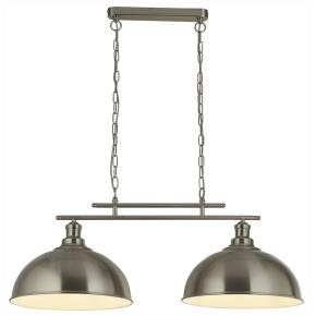 Fusion 2 Light Bar Ceiling Pendant - Satin Silver Metal Shades