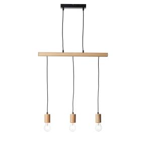  Sven 3 Light Pendant - Black & Natural Wood