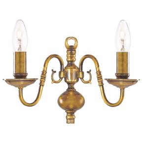 Flemish 2 Ligh t Wall Light - Antique Brass 