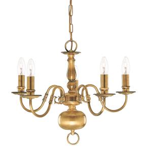 Flemish 5 Light Ceiling Pendant - Antique Brass