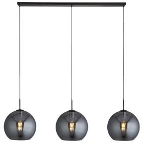 Amsterdam 3 Light Ceiling Pendant - Black Metal & Smoked ...