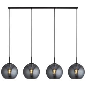 Amsterdam 4 Light Ceiling Pendant - Black Metal & Smoked ...