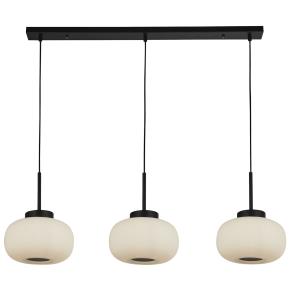 Lumina 3Lt Bar Ceiling Pendant - Black Metal & Frosted Glass