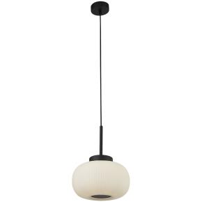 Lumina Ceiling Pendant - Black Metal & Frosted Ribbed ...