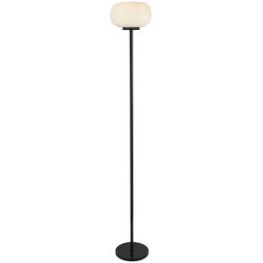 Lumina Floor Lamp - Black Metal & Frosted Ribbed Glass