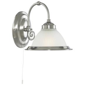 American Diner Wall Light - Satin Silver & Acid Glass