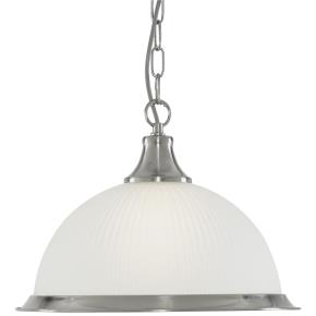 American Diner Ceiling Pendant - Silver & Acid Glass