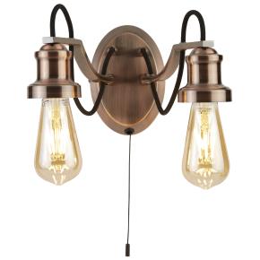 Olivia 2 Light Wall Light - Antique Copper - Searchlight Electric