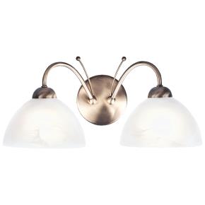 Milanese 2 Light Wall Light - Antique Brass & Alabaster Glass