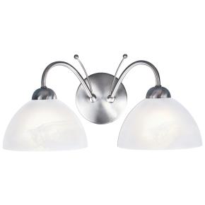 Milanese 2 Light Wall Light - Satin Silver & Alabaster Glass