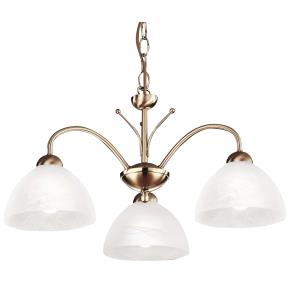 Milanese 3 Light Ceiling Pendant-Antique Brass & Alabaster Glass