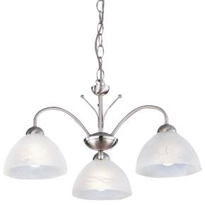 Milanese 3 Light Ceiling Pendant- Satin Silver & Alabaster Glass