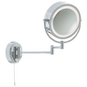 Illuminated Bathroom Mirror With Swing Arm - Chrome, IP44