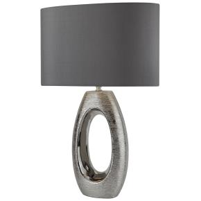 Artisan Table Lamp - Ceramic Chrome Base & Faux Silk Shade