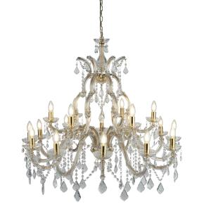 Marie Therese 18 Light Chandelier - Polished Brass & Crystal