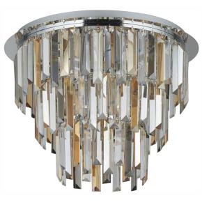 Clarissa 5 Light Flush Ceiling Light - Chrome & Glass Prisms