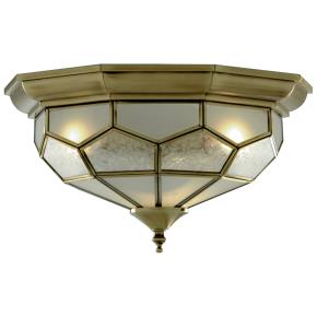 Pisa II 2 Light Flush - Antique Brass & Acid Glass