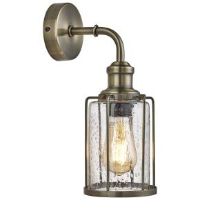 Pipes Wall Light - Antique Brass & Seeded Glass