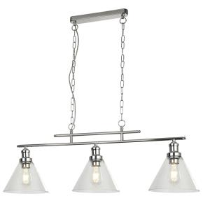 Pyramid 3 Light Ceiling Pendant - Chrome & Glass Shades