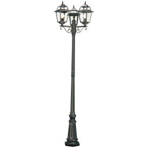 New Orleans 3 Light  230cm Outdoor Post - Black Gold, Glass IP44