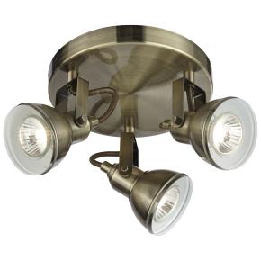 Focus 3 Light Industrial Round Spotlight  - Antique Brass