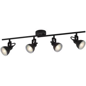 Focus 4 Light Industrial Spotlight Bar - Black Metal - Searchlight Electric