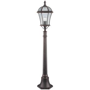 Capri Outdoor Post - Aluminium, Rustic Brown & Glass, IP23