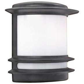 Stroud Wall Light- Black Metal & White Polycarbonate, IP44