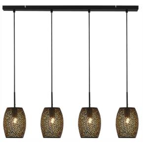 Laser 4 Light Bar Ceiling Pendant - Black Laser Cut Metal