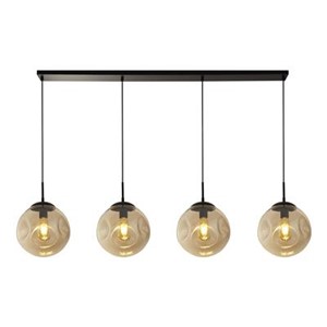 Searchlight 22123-4BK Punch 4 Light Pendant Black With Champagne Glass Shade