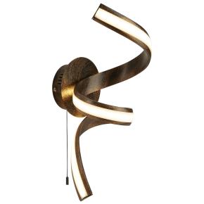 Ribbon LED Twist Wall Light - Rustic Black/Gold Metal 