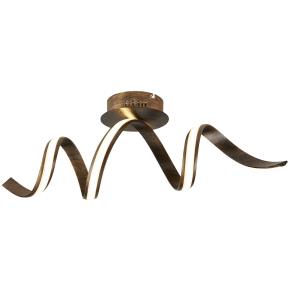 Ribbon LED Twist Flush Ceiling Light - Rustic Metal & Opal