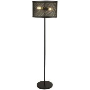 Fishnet 2 Light Floor Lamp - Black Metal Mesh 