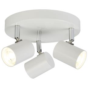 Rollo 3 Light Round Spotlight - White Metal 