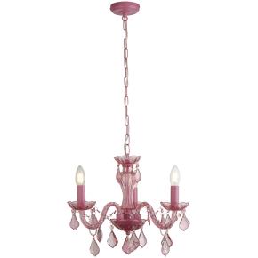 Novelty 3 Light Chandelier - Pink with Clear Acrylic/Glass