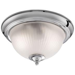 American Diner 2 Light Ceiling Flush - Chrome & Glass,IP44