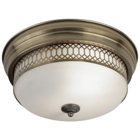 Edinburgh 2 Light Ceiling Flush - Antique Brass & Glass, IP44