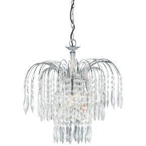 Waterfall 3 Light Ceiling Pendant - Chrome & Crystal