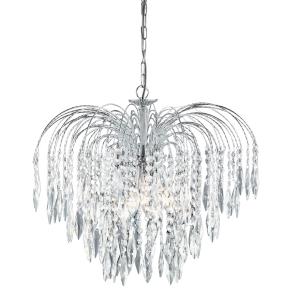 Waterfall 5 Light Ceiling Pendant - Chrome & Crystal