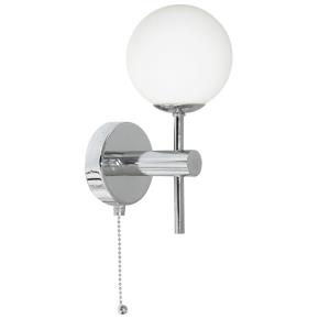 Global LED Bathroom Wall Light - Chrome, Mirror & Opal IP44