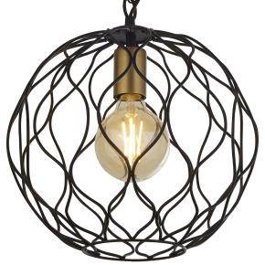 Finesse Pendant with Wave Detail - Black & Gold Lampholder