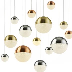 Planets 14 Light Multi-Drop - Copper,Chrome,Brass & Crystal Sand