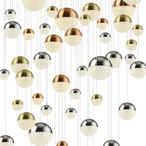 Planets 55 Light Multi-Drop - Copper,Chrome,Brass & Crystal Sand