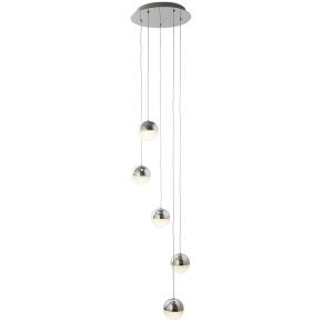 Marbles LED 5 Light Multi-Drop - Chrome, Crushed Ice Shade