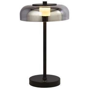 Frisbee LED Table Lamp - Black Metal & Smoked Glass