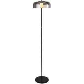 Frisbee LED Floor Lamp - Black Metal & Smoked Glass