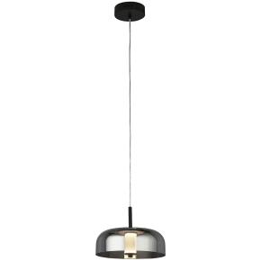 Frisbee LED Ceiling Pendant - Black Metal & Smoked Glass
