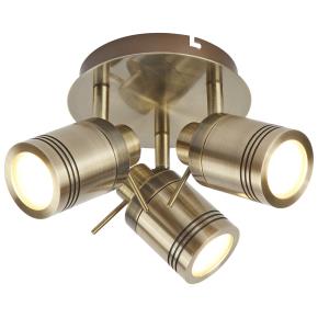 Samson 3 Light Round Bathroom Spotlight - Antique Brass, IP44