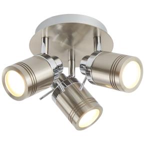 Samson 3 Light Round Bathroom Spotlight - Satin Silver, IP44