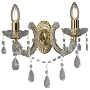 Marie Therese 2 Light Wall Light - Polished Brass & Crystal